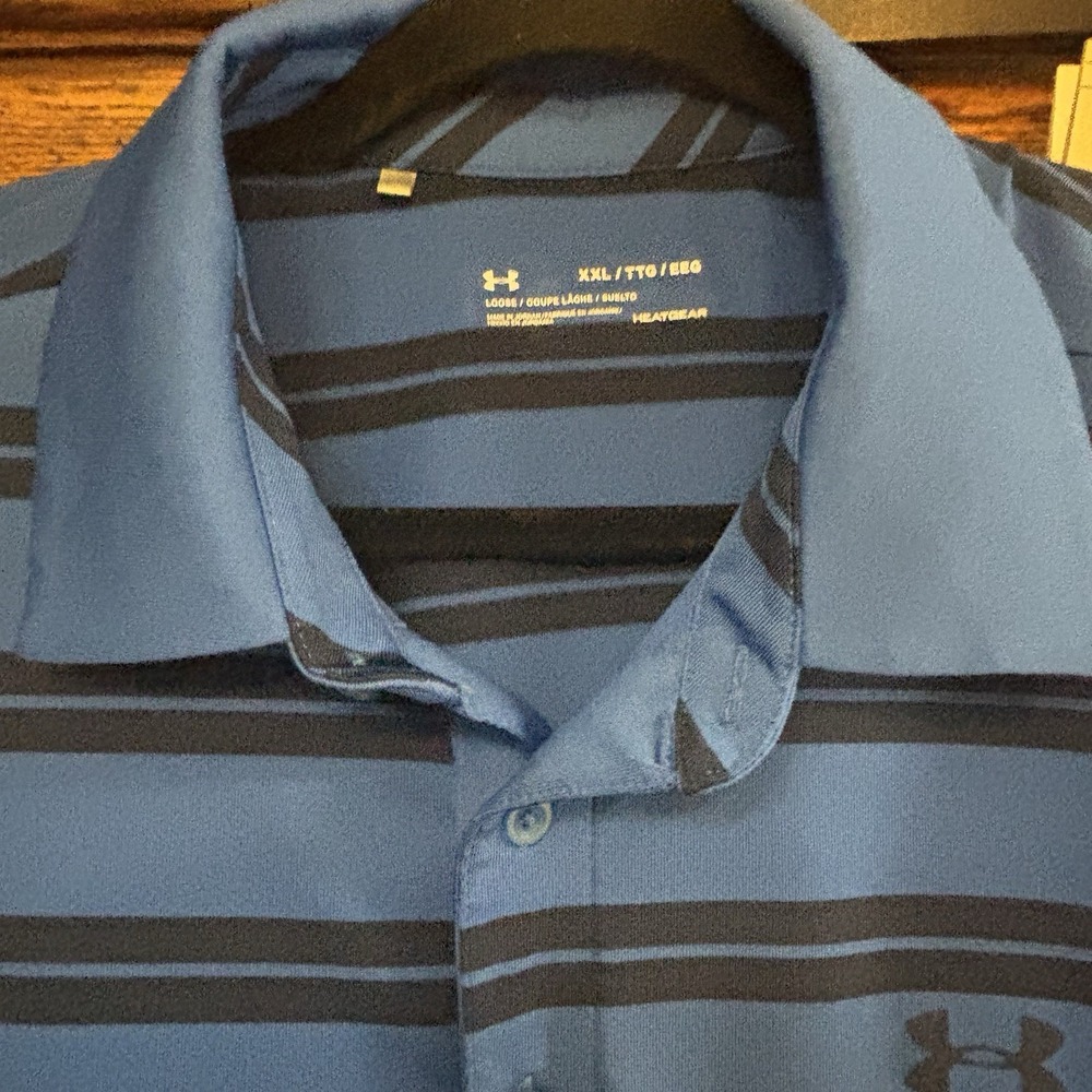 Under Armour Heat Gear Men's XXL Loose Polo Shirts Bundle Lot Of 2 Blue/Green - Picture 8 of 10